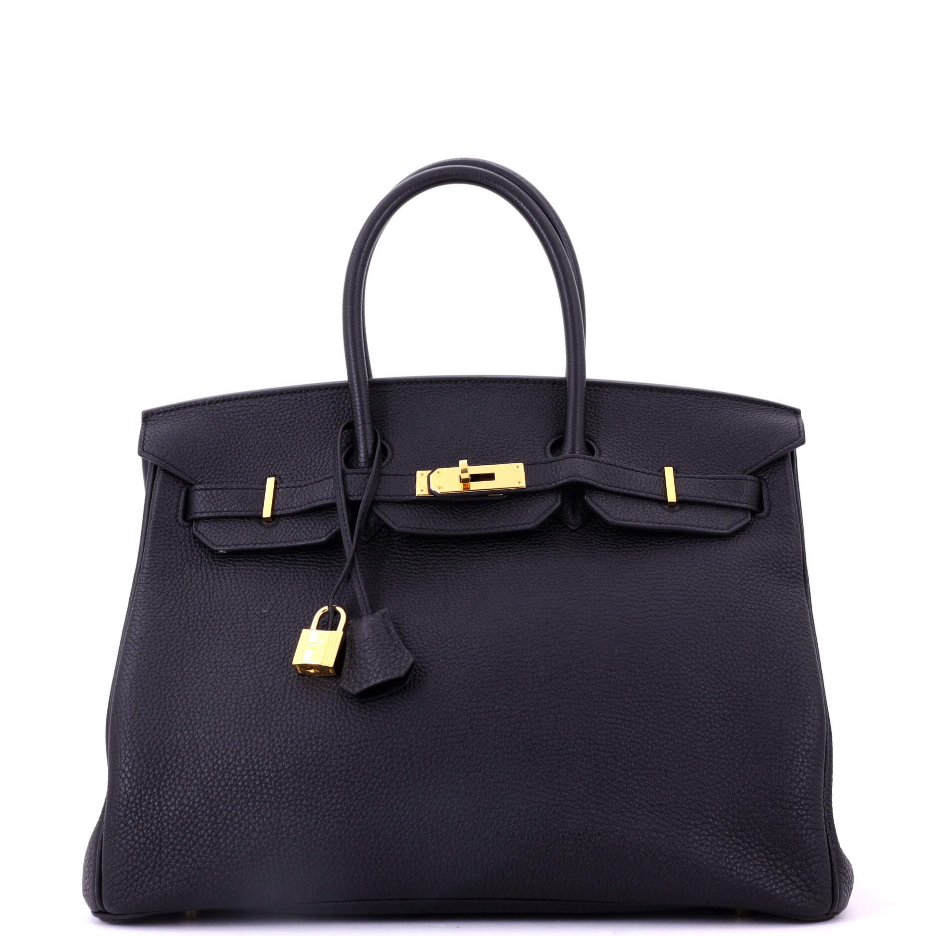 Pre-Owned Hermes Birkin Handbag Black Togo with Gold Hardware 35, Main, color, Noir