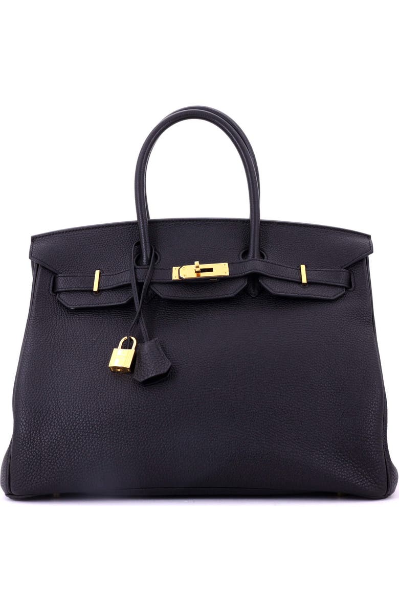 Pre-Owned Hermes Birkin Handbag Black Togo with Gold Hardware 35, Main, color, Noir
