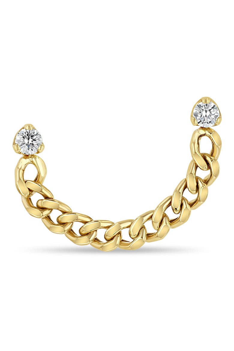 14K Gold Diamond Curb Chain Earring, Main, color, YELLOW GOLD