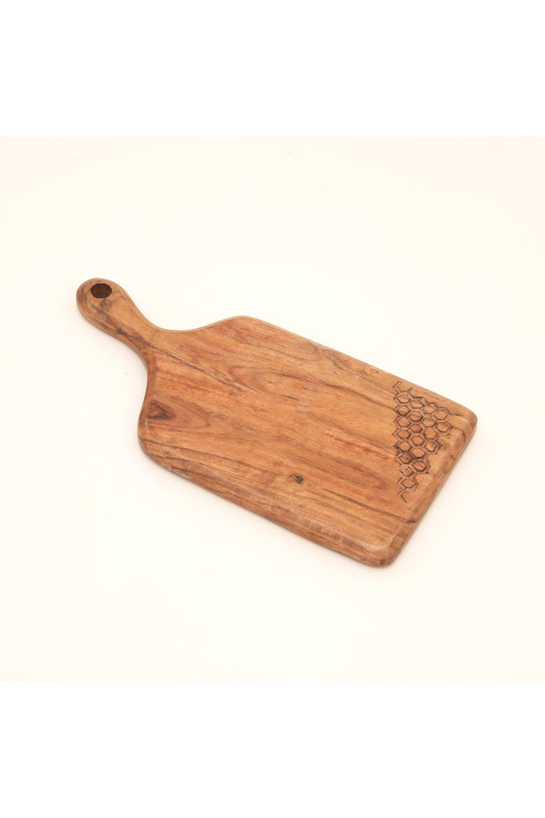 Acacia Wood Handcrafted Chopping Board with Handle, Alternate, color, Natural Wood