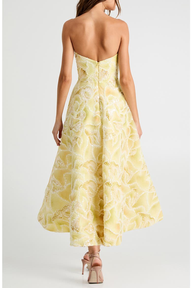 Vivian Sequin Floral Strapless Gown, Alternate, color, CANARY