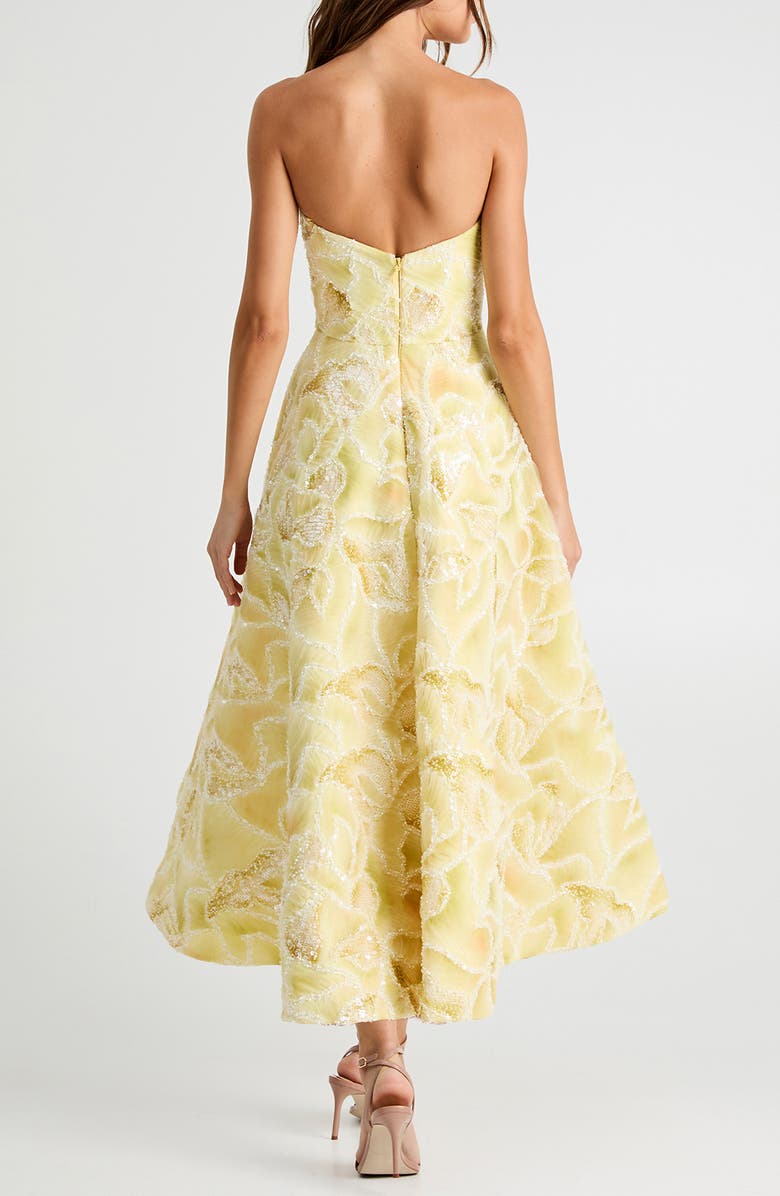 HELSI Vivian Sequin Floral Strapless Gown, Alternate, color, Canary