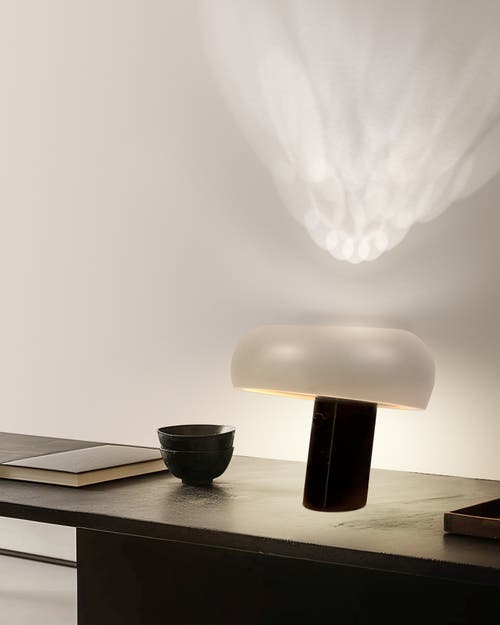 Brightech Kingpin 10" Modern Led Table Lamp With Marble Base & Dimmer In Classic Black