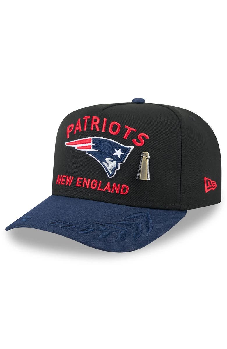 New Era Men's New Era Black/Navy New England Patriots 2025 NFL Draft On Stage A-Frame 59FIFTY Fitted Hat, Main, color, Black