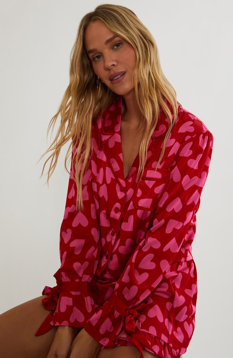 Beach Riot Aurora & Luna Heart Print Short Pajamas, Alternate, color, Valentine Heart