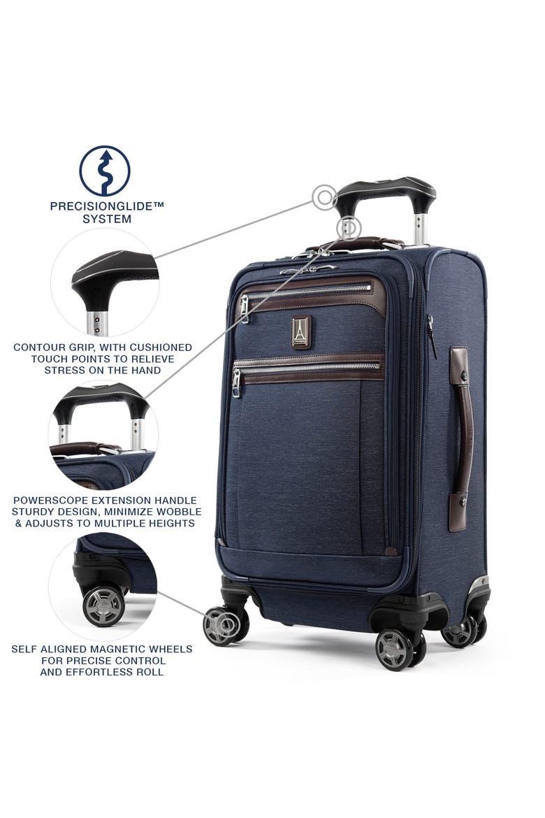 Platinum Elite Softside Expandable 21" Carry On Spinner Luggage, Alternate, color, True Navy Blue