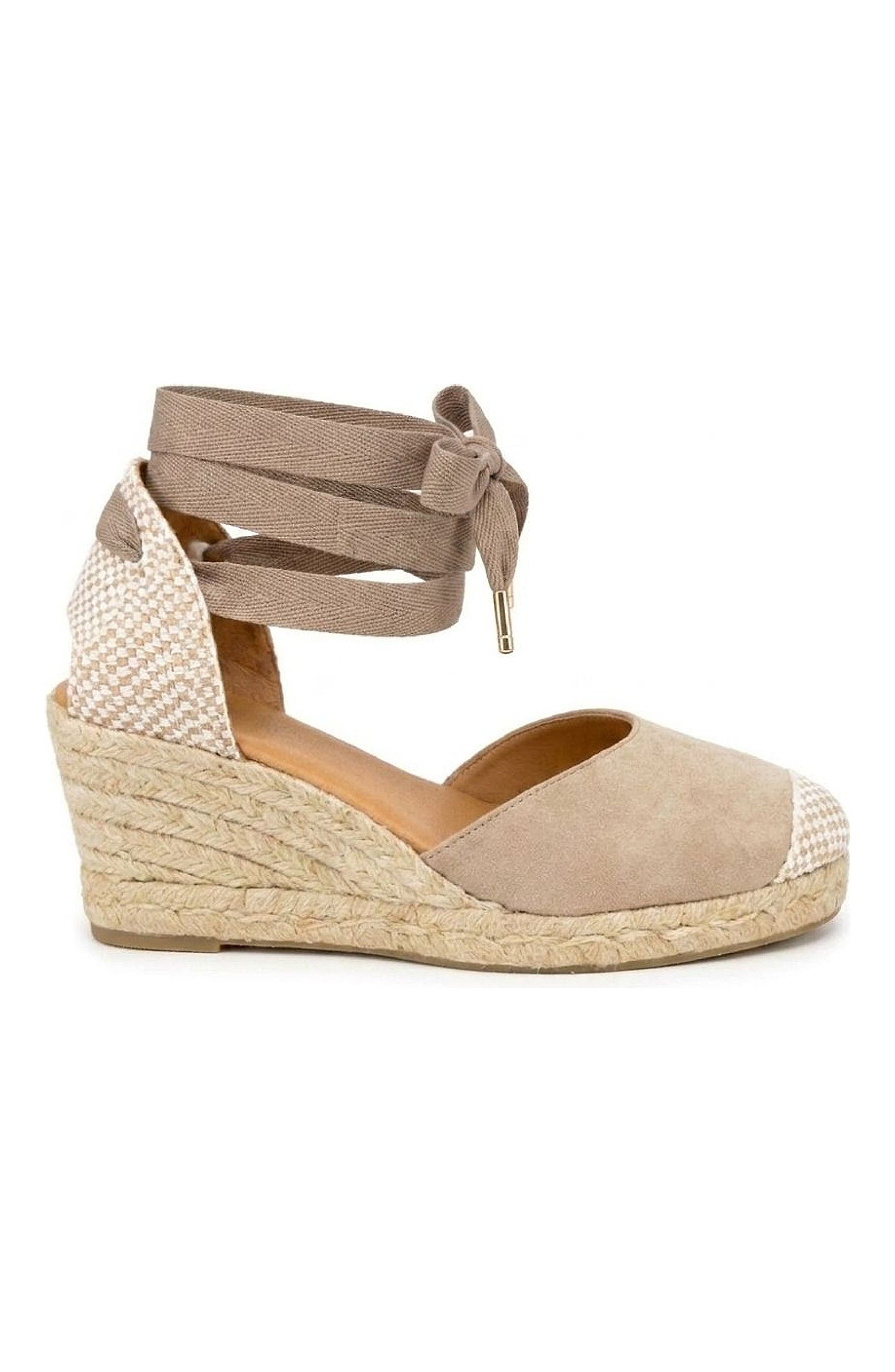 Jimena Mid Laces Espadrille Sandal, Alternate, color, Taupe