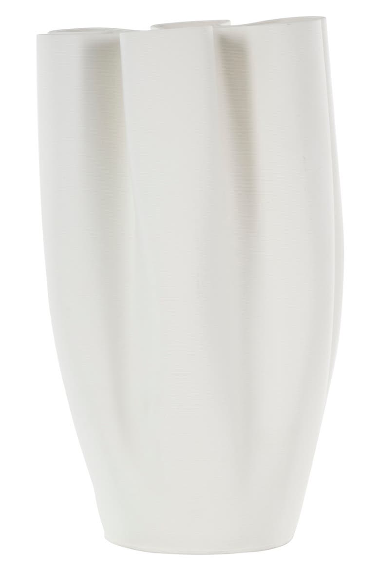 Fluted Ceramic Vase, Alternate, color, WHITE