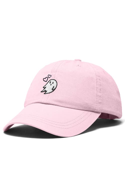 Dalix Heartly Ghost Embroidered Cap In Washed Pink