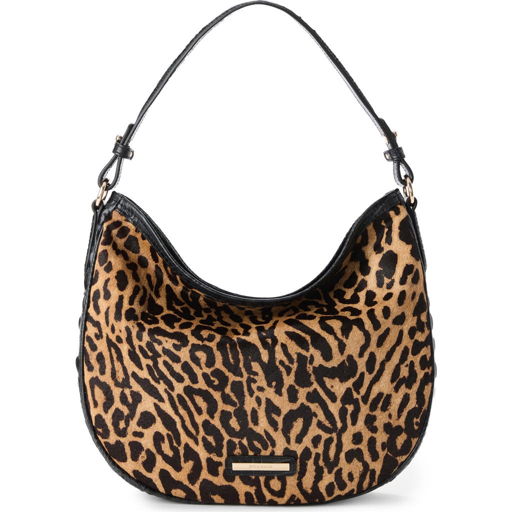 Brahmin Small Kathleen Genuine Calf Hair & Leather Shoulder Bag In Black