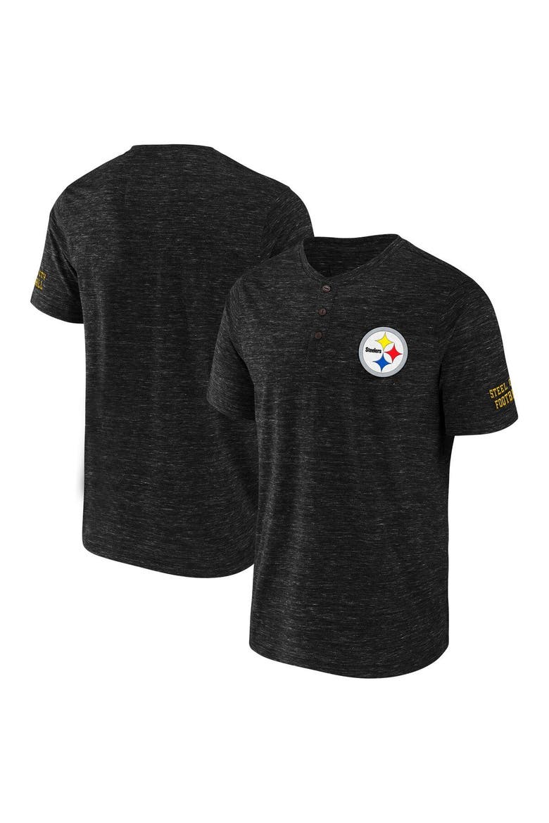 Men's NFL x Darius Rucker Collection by Fanatics Black Pittsburgh Steelers Slub Henley T-Shirt, Main, color, Black