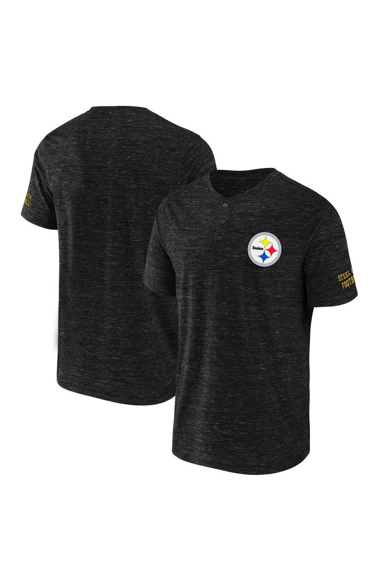 NFL X DARIUS RUCKER Men's NFL x Darius Rucker Collection by Fanatics Black Pittsburgh Steelers Slub Henley T-Shirt, Main, color, Black