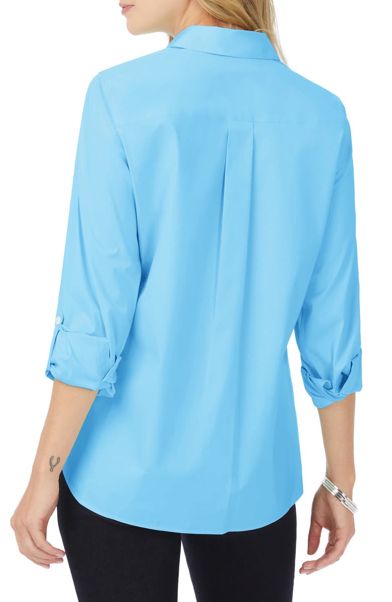 Foxcroft Cole Roll Sleeve Button-Up Shirt, Alternate, color, Baltic Blu