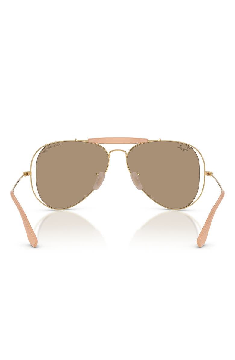 Ray-Ban Outdoorsman 53mm Mirrored Pilot Sunglasses, Alternate, color, Arista / Brown Rose Gold
