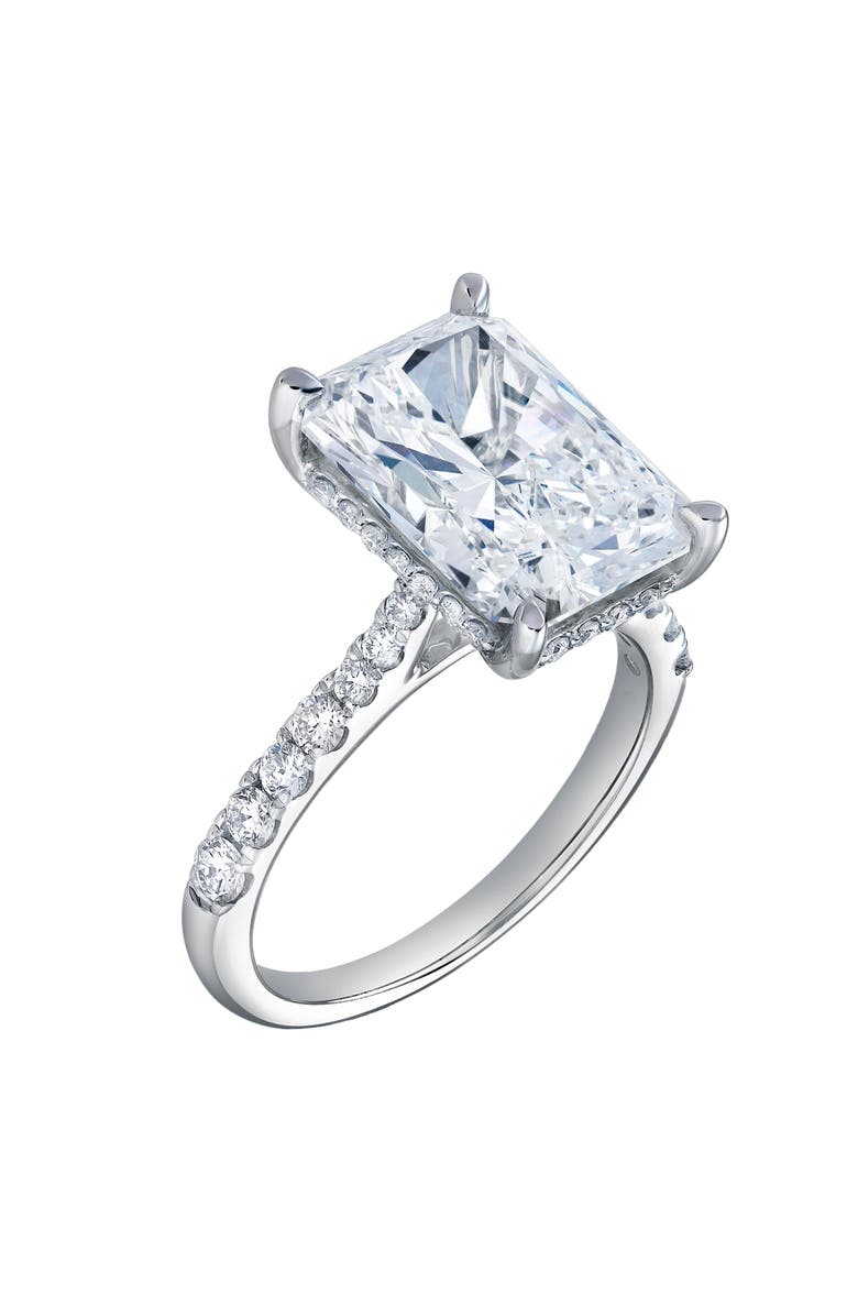 LuvMyJewelry Bayan 14K White Gold Radiant Cut Lab Grown Diamond Hidden Halo Engagement Ring - 5.5 Ct, Alternate, color, 14K White Gold