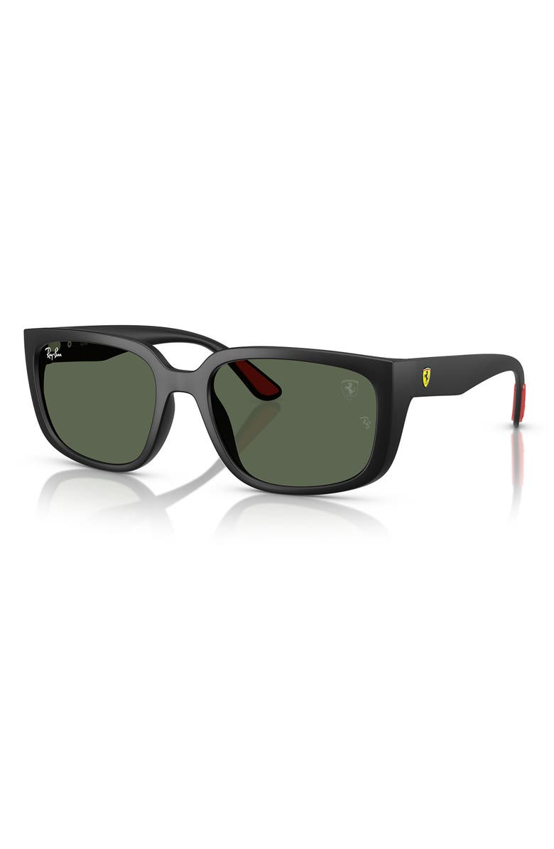 Ray-Ban x Scuderia Ferrari 57mm Square Sunglasses, Alternate, color, Matte Black