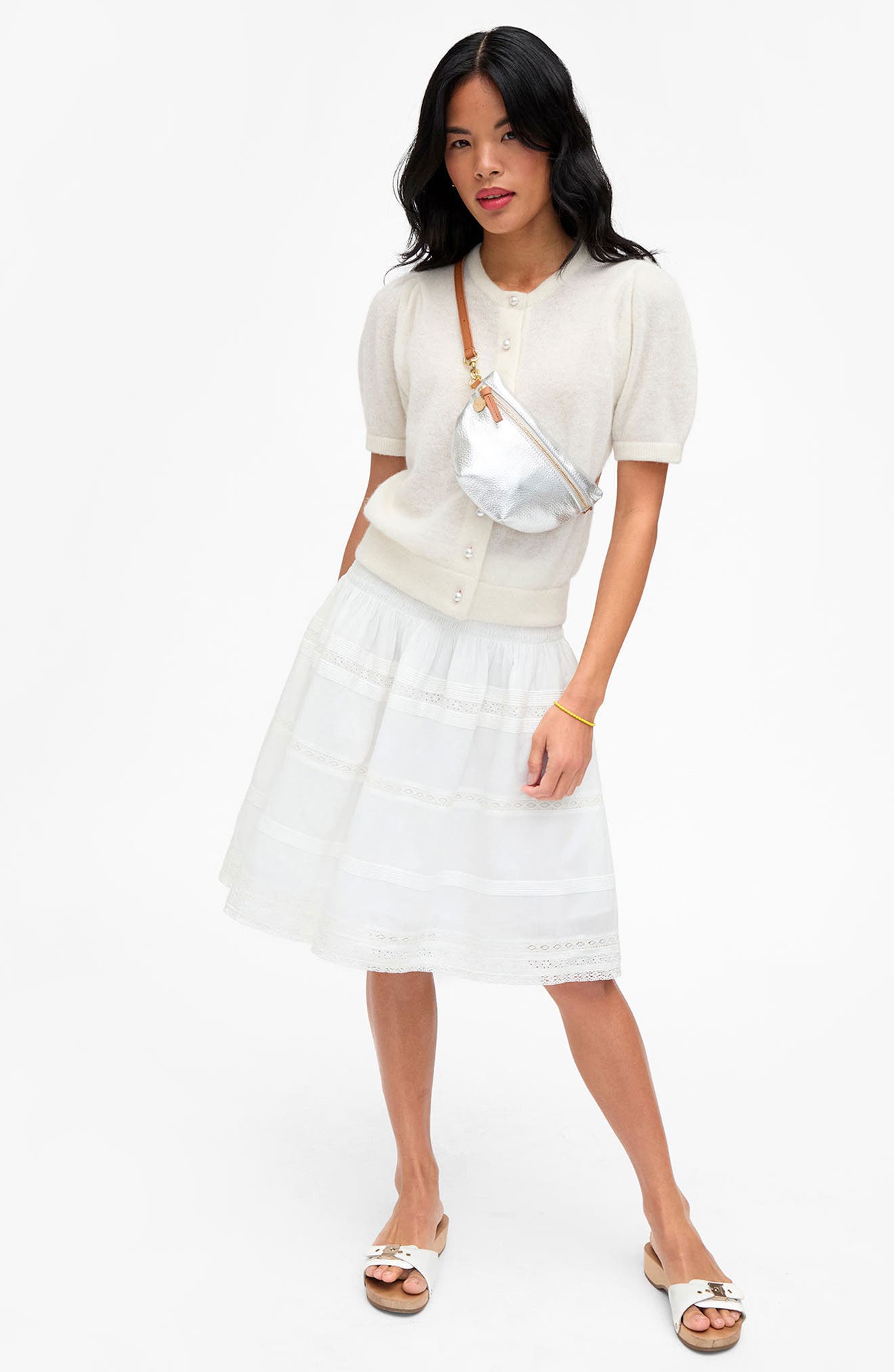 Clare V. Petit Metallic Leather Belt Bag, Alternate, color, Silver