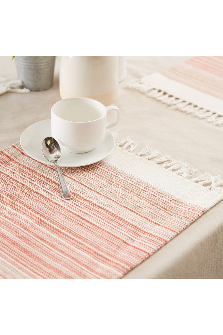 Striped Fringed Placemat Set/6, Alternate, color, Pimento