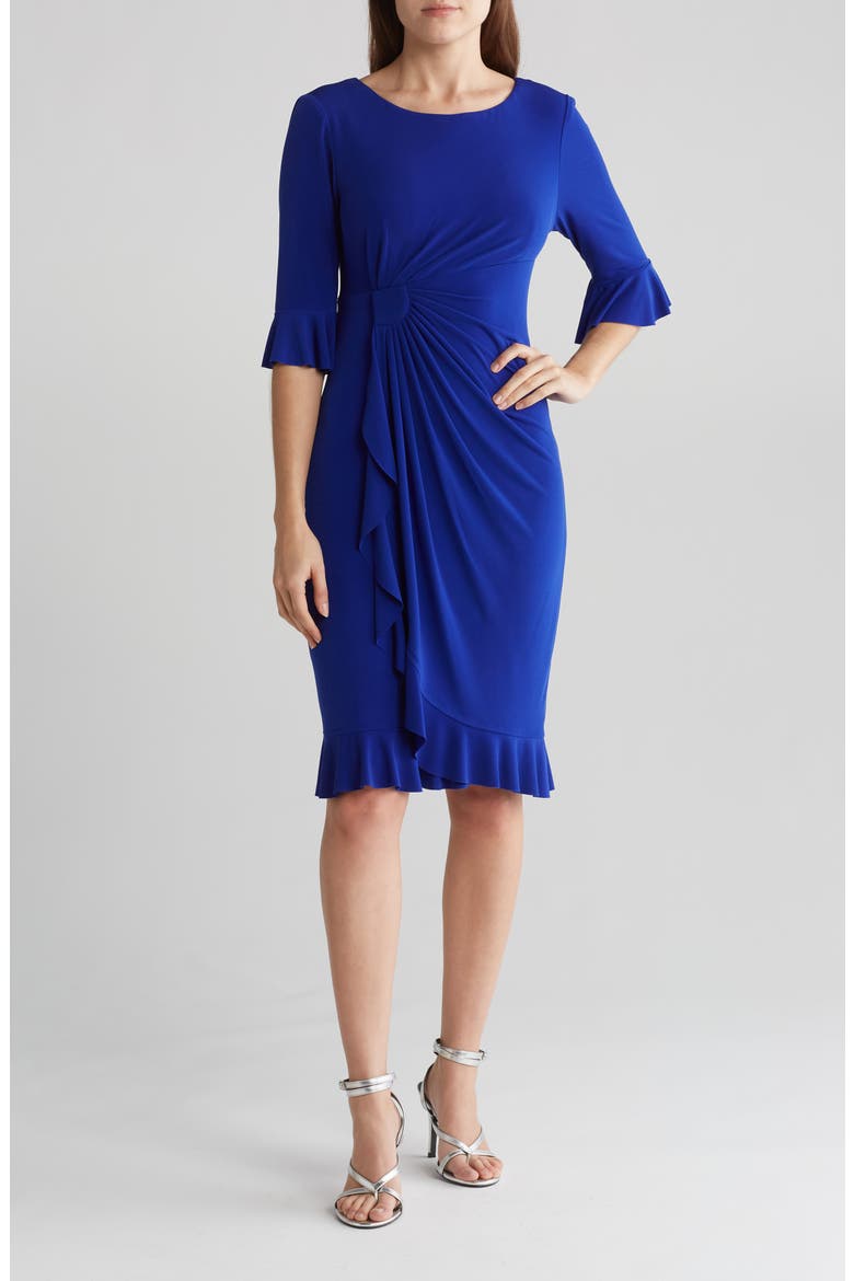 Ruffle Pleat Dress, Main, color, DEEP COBALT