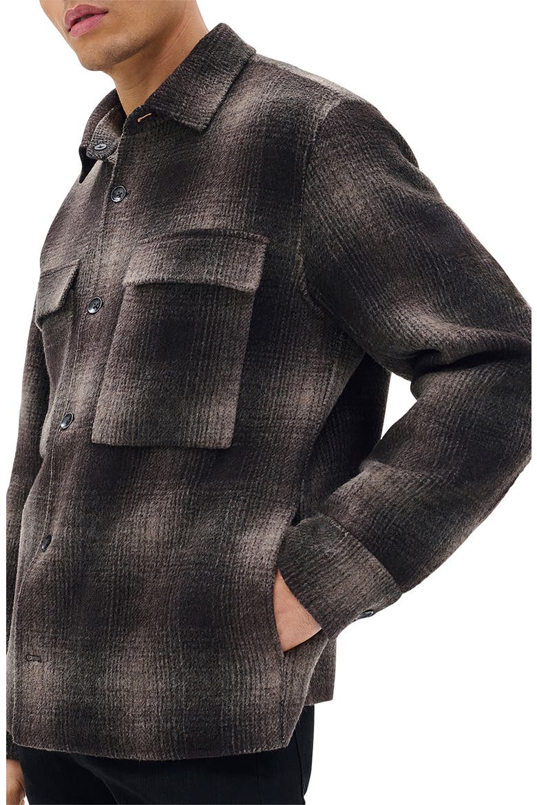 Austin Plaid Wool Blend Flannel Button-Up Shirt Jacket, Alternate, color, BROWN PLAID