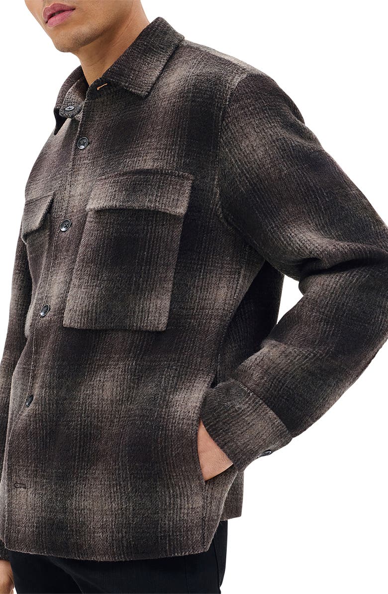 rag & bone Austin Plaid Wool Blend Flannel Button-Up Shirt Jacket, Alternate, color, Brown Plaid