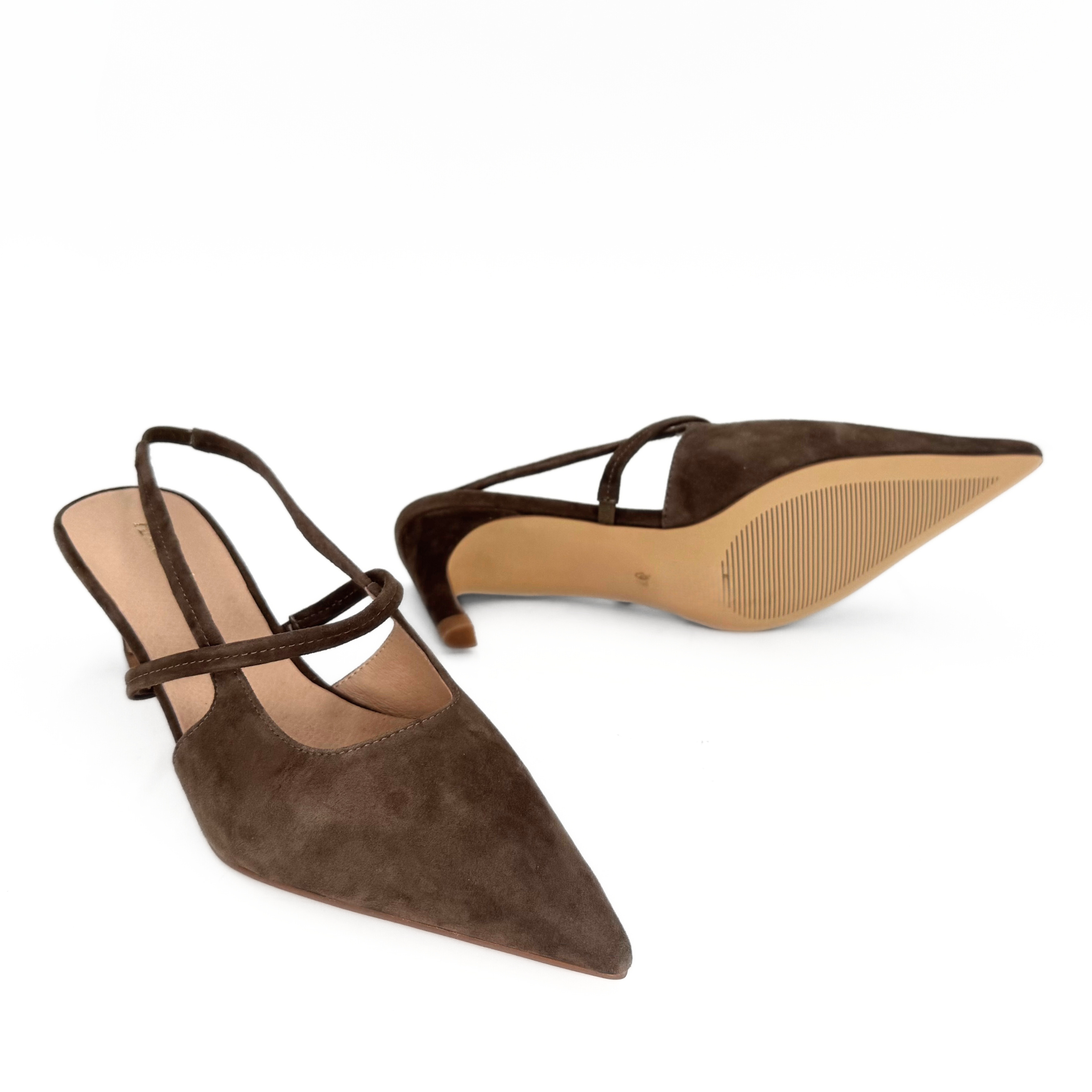 Connie Slingback Suede Heels, Alternate, color, Taupe