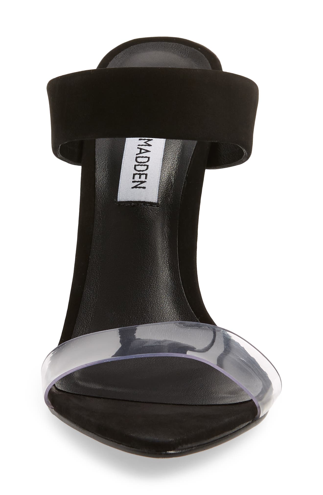 Amaya Clear Slide Sandal, Alternate, color, BLACK NUBUCK LEATHER
