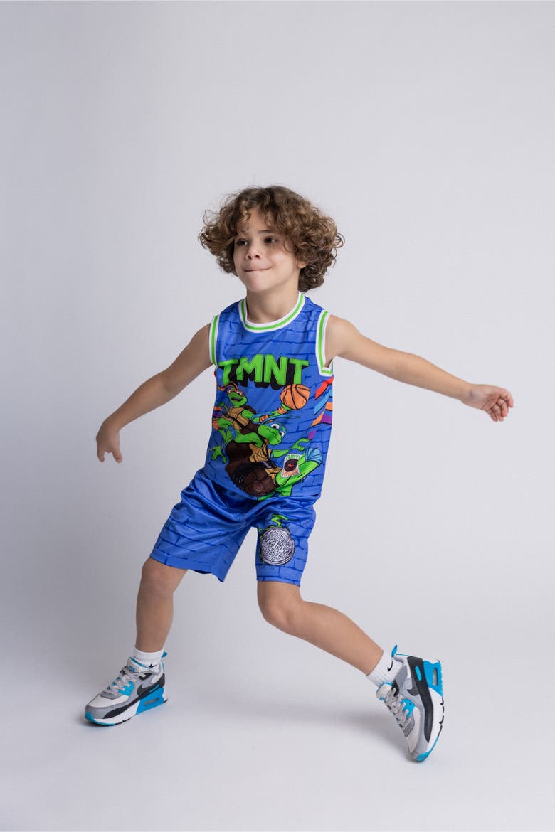 Basketball Jersey and Shorts Set, Alternate, color, Leo and Mikey Blue
