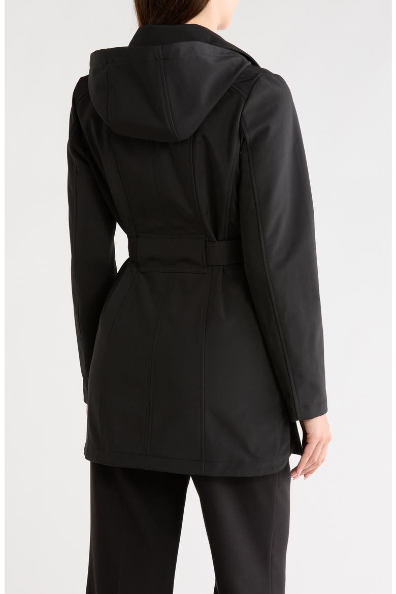 Softshell Double-Breasted Trench Coat, Alternate, color, BLACK