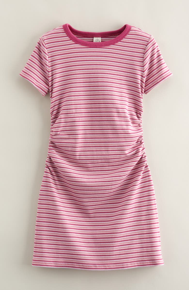 Treasure & Bond Kids' Stripe Ruched T-Shirt Dress, Main, color, Purple Mini Bands Stripe