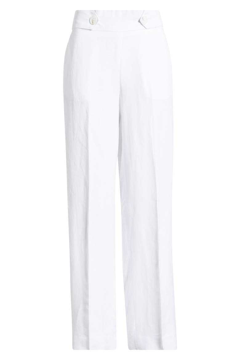 Button Tab Pull-On Linen Blend Wide Leg Pants, Alternate, color, CRISP WHITE