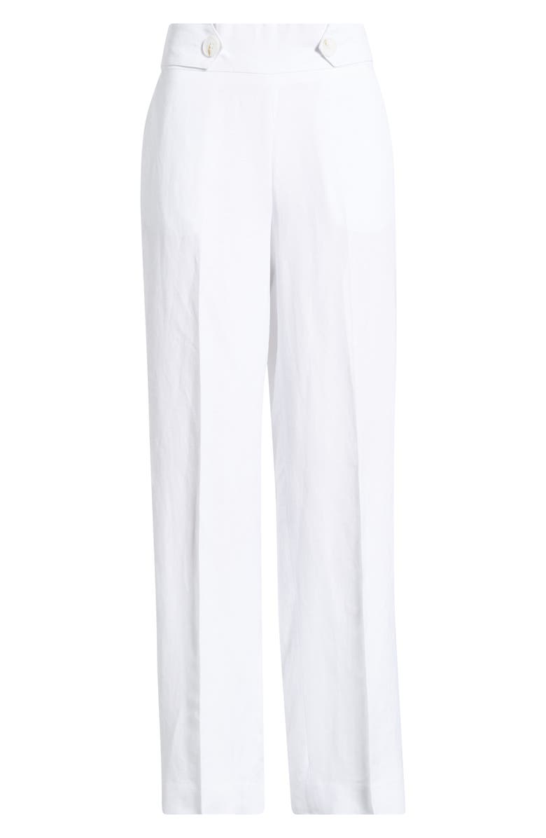 Anne Klein Button Tab Pull-On Linen Blend Wide Leg Pants, Alternate, color, 