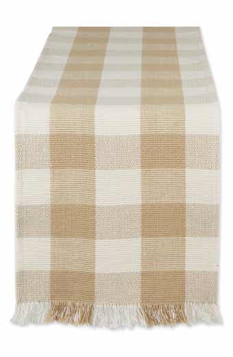 Design Imports Checkered Fringe Cotton Table Runner