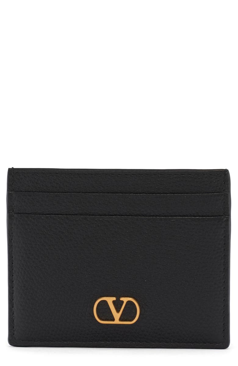 Valentino Garavani VLOGO Signature Leather Card Case, Main, color, Nero