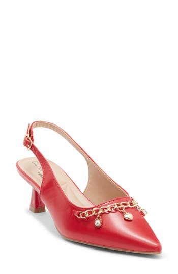 Wild Diva Lounge Aleena Chain Slingback Pump In Red