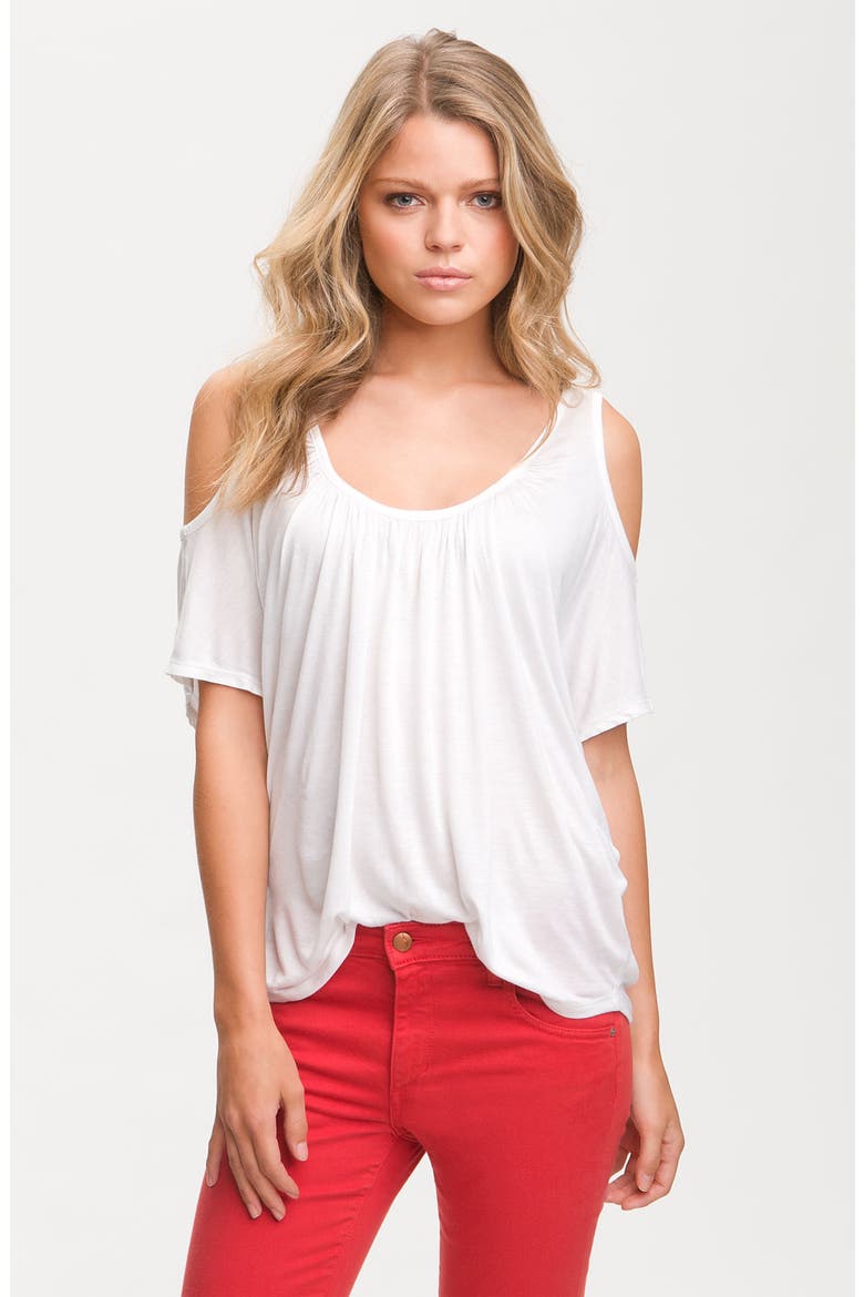 Slouchy Cutout Shoulder Top, Main, color, PORCELAIN