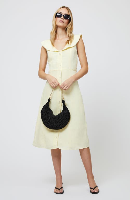 French Connection Birdie Peter Pan Collar Linen Blend Dress In Cornsilk Yellow
