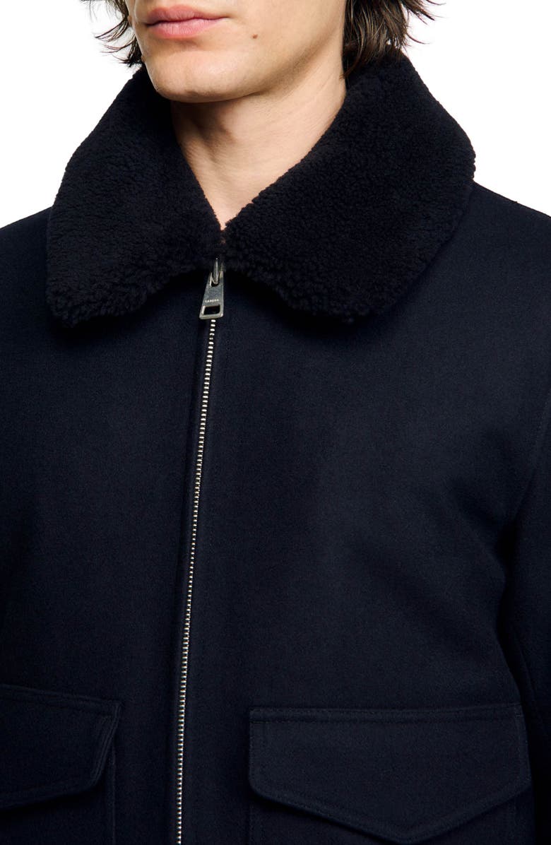 SANDRO Wool aviator jacket, Alternate, color, 