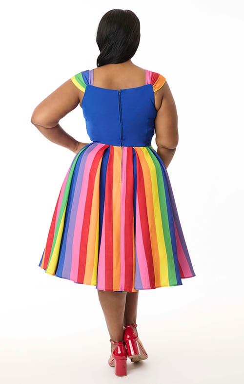 Unique Vintage Plus Size Square Neck Sleeveless Godet Swing Dress