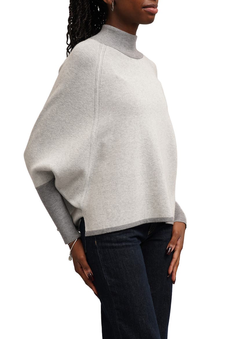Ribbed Mock Neck Sweater, Alternate, color, DUNE/ BONE