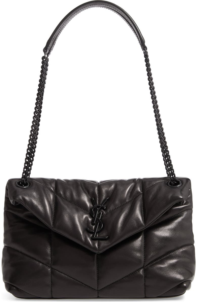 Saint Laurent Small Loulou Leather Puffer Bag, Main, color,