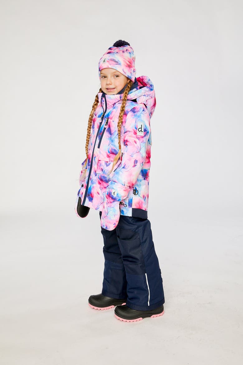 Play Watercolor Floral Jacket & Reinforced Pants Two Piece Snowsuit, Alternate, color, Mauve Watercolor Floral Print