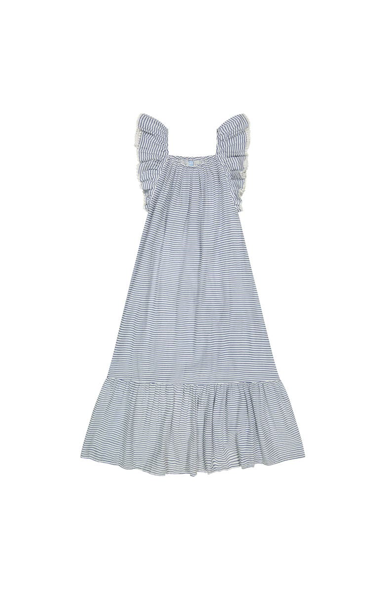 Mer St. Barth Eva Women's Ruffle Sundress Marine Stripe, Main, color, Blue