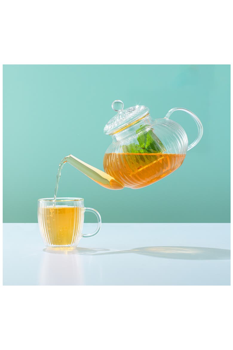 Fluted Glass Tea Kettle, Alternate, color, CLEAR