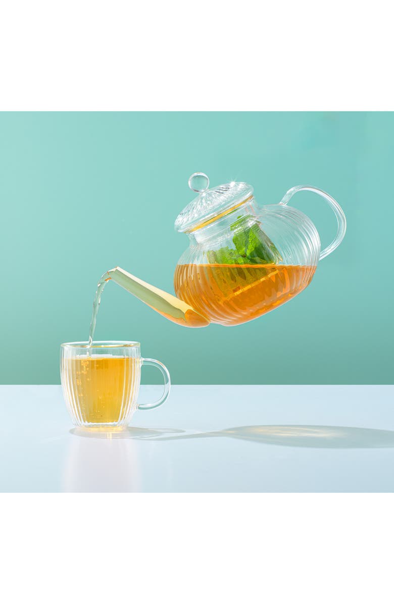 JoyJolt Fluted Glass Tea Kettle, Alternate, color, Clear