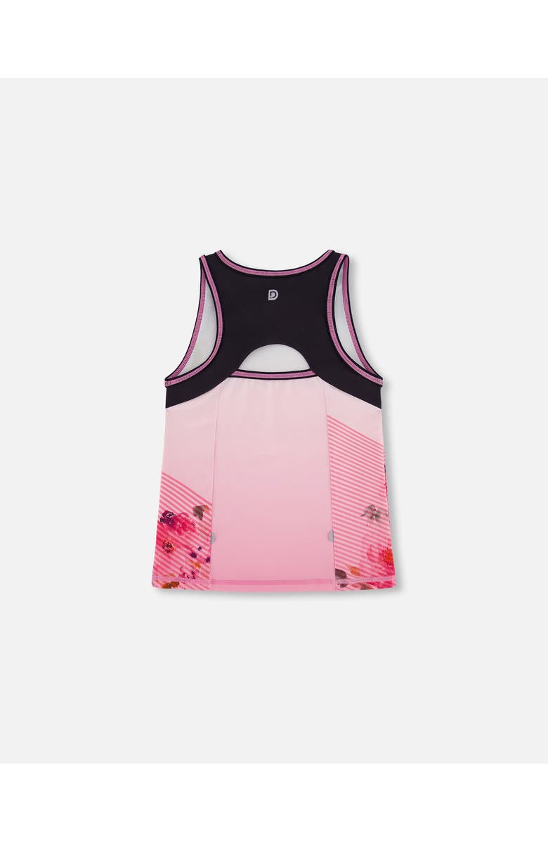 Deux par Deux Little Girl's Athletic Tank Gradient Pink Printed Big Flowers, Alternate, color, 
