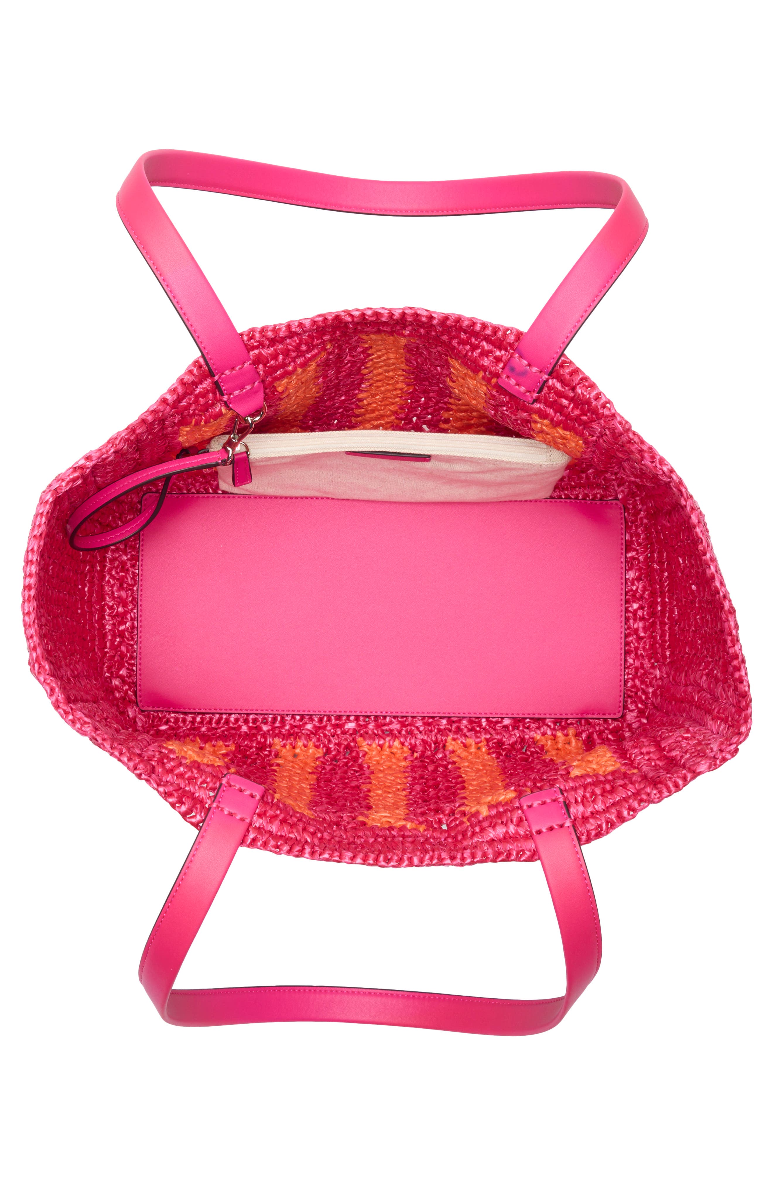 eden stripe crochet tote & pouch, Alternate, color, PINK MULTI