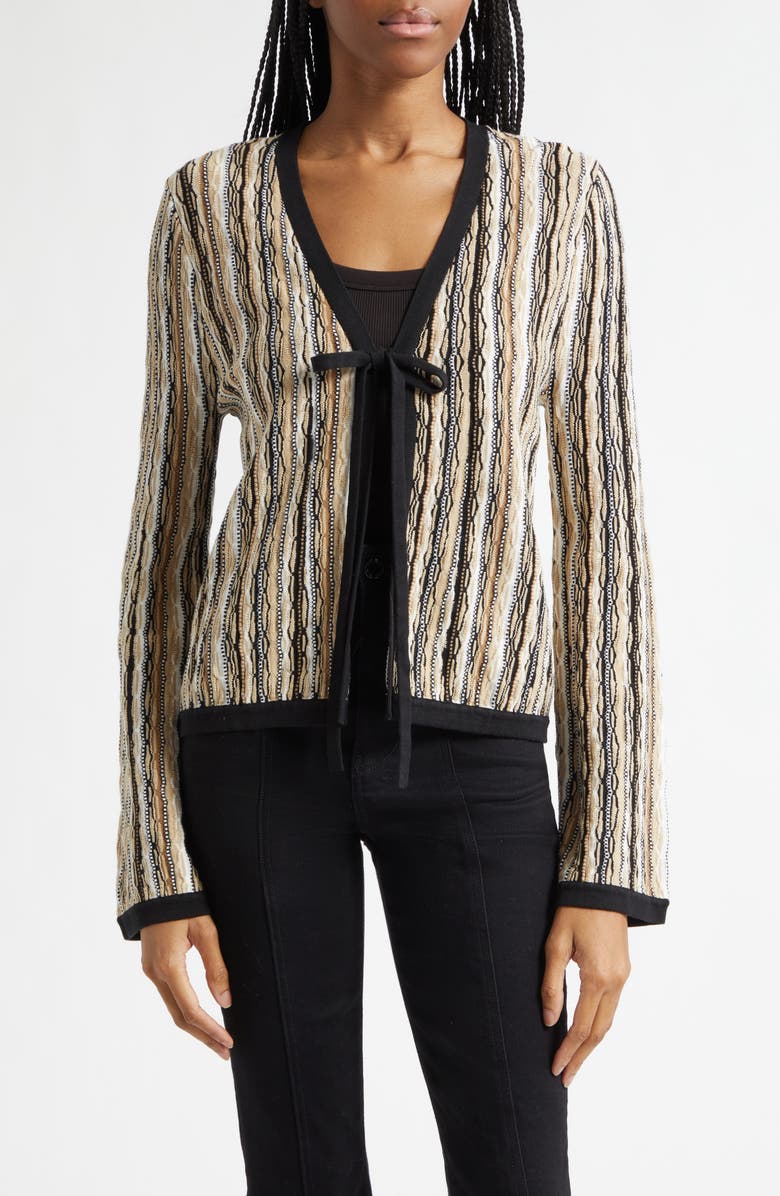 Ramy Brook Daniela Stripe Cardigan, Main, color, Black Combo Stripe