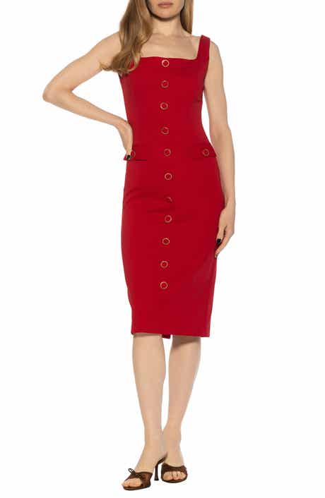 Mae Button Trim Sleeveless Shift Dress