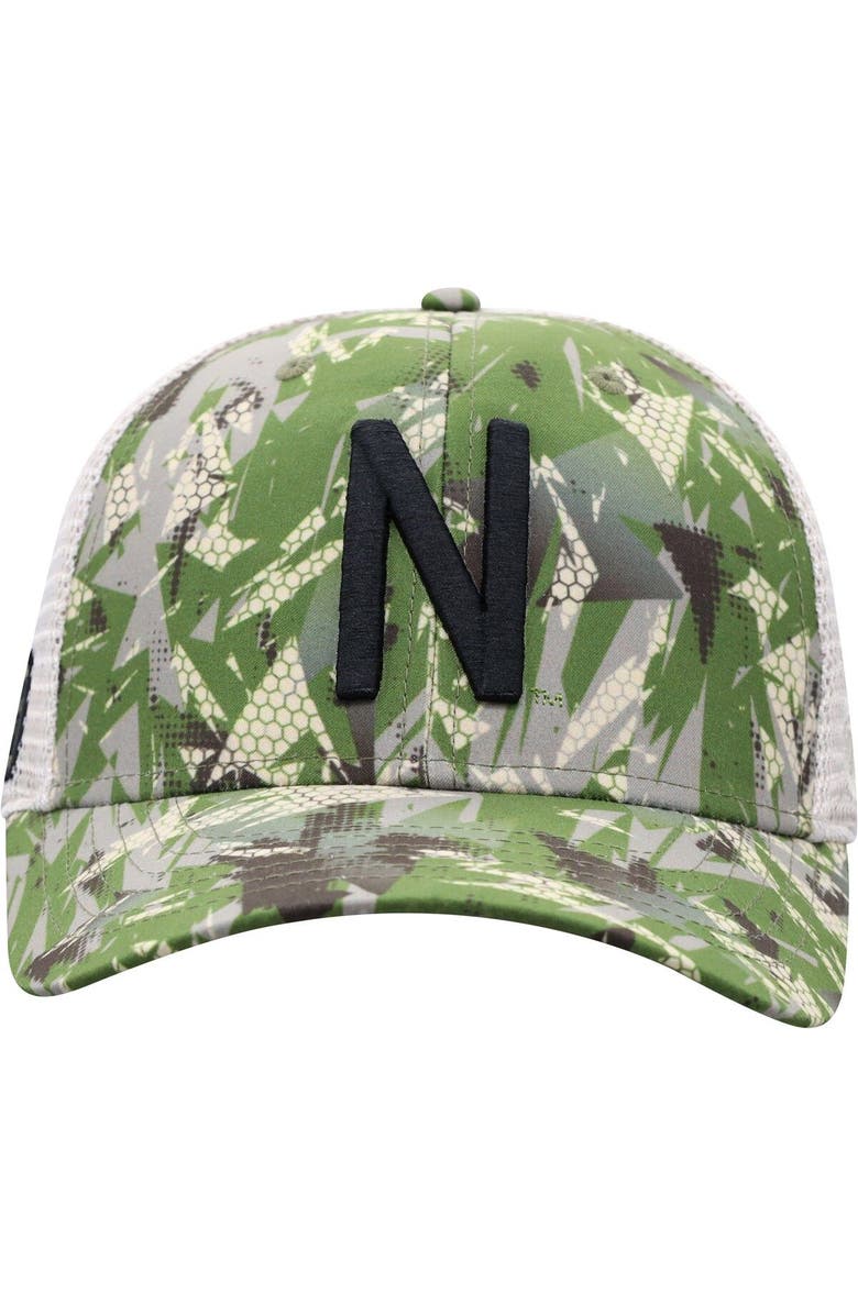 TOP OF THE WORLD Men's Top of the World Camo/White Nebraska Huskers OHT Military Appreciation Shattered Trucker Snapback Hat, Alternate, color,
